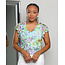 WALK IN THE GARDEN FLORAL TOP SKY BLUE
