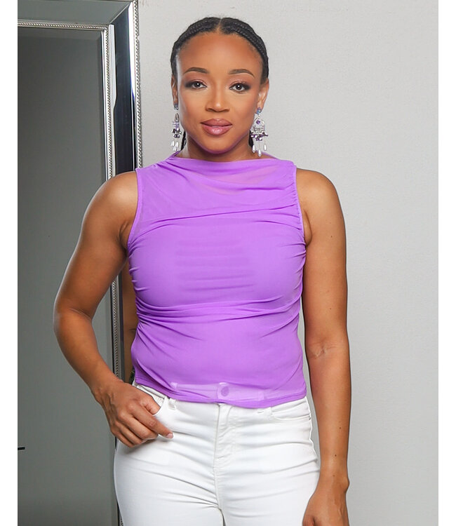 BENEATH THE LAYERS MESH TOP BRIGHT PURPLE