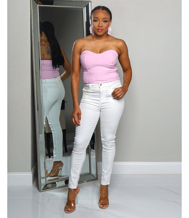NEW WAYS BUSTIER CORSET CROP TOP PINK