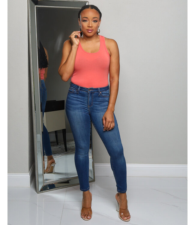 NO FUSS COTTON BODYSUIT - DEEP CORAL