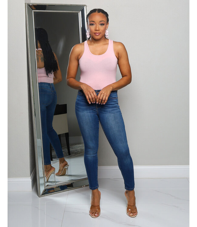 NO FUSS COTTON BODYSUIT - DUSTY PINK
