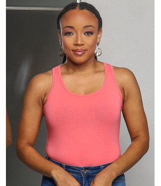 NO FUSS COTTON BODYSUIT - CORAL PINK
