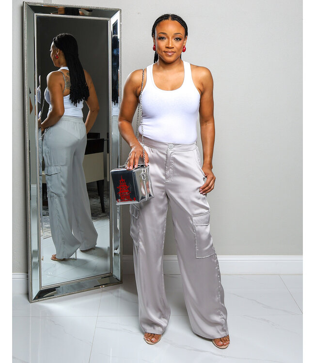 SLOW DAYS CARGO PANTS SILVER GREY