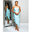 DANCING IN THE TROPICS SATIN RUFFLE DRESS