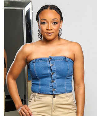 ON THE MOVE DENIM CROP TOP