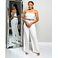 ON SCENE BELTED JUMPSUIT WHITE