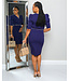 JUST A MOMENT BELTED DRESS NAVY
