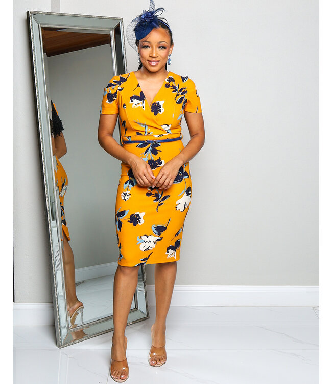 PERFECT PEACE FLORAL BELTED DRESS