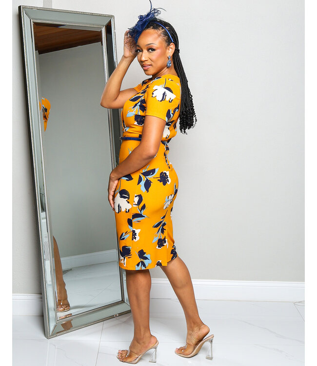 PERFECT PEACE FLORAL BELTED DRESS