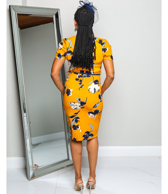 PERFECT PEACE FLORAL BELTED DRESS