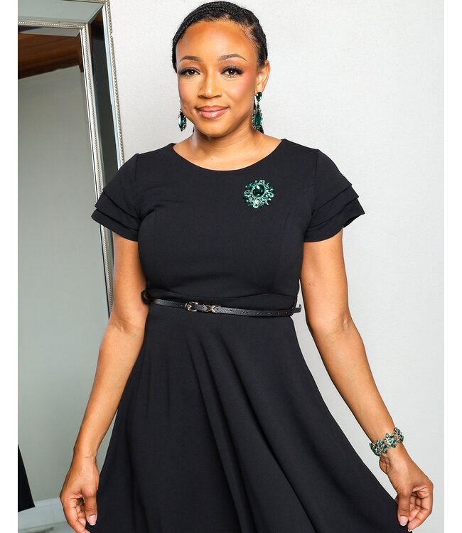 MAKE YOUR MOVE BELTED DRESS BLACK