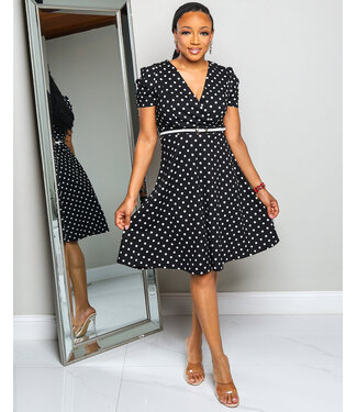 FIND A WAY POLKA DOT BELTED DRESS