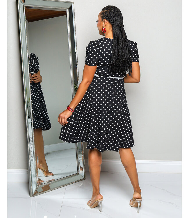FIND A WAY POLKA DOT BELTED DRESS