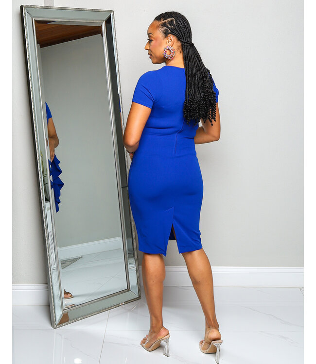 MOVE OVER RUFFLE DRESS ROYAL BLUE