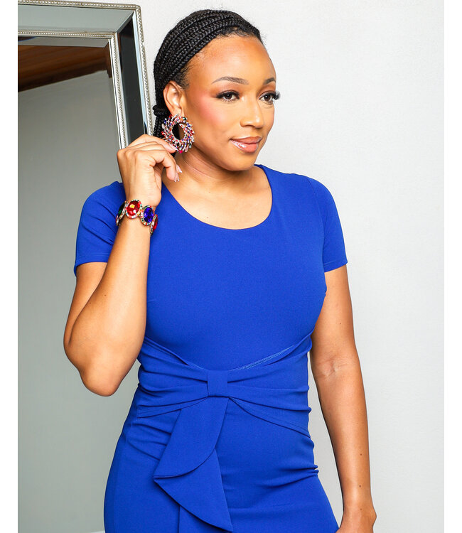 MOVE OVER RUFFLE DRESS ROYAL BLUE