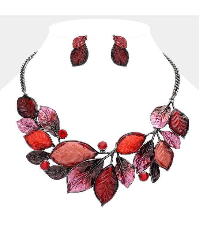 Fallin' For You Necklace Set - Red