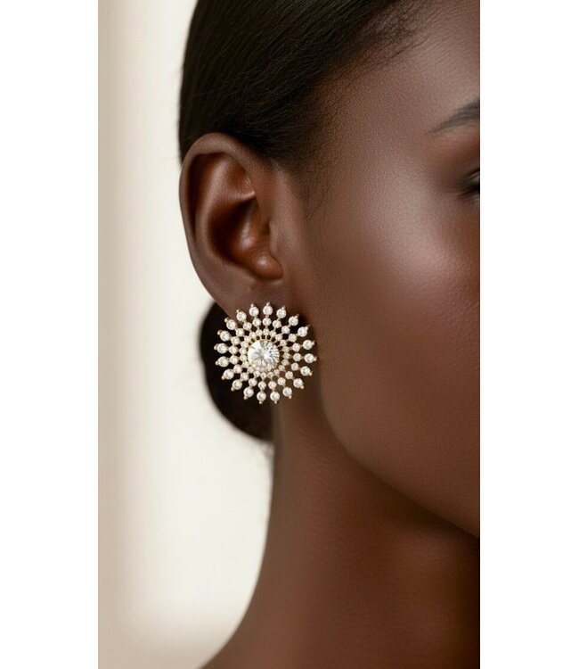 Spinning Wheels CLIP ON Rhinestone Earrings