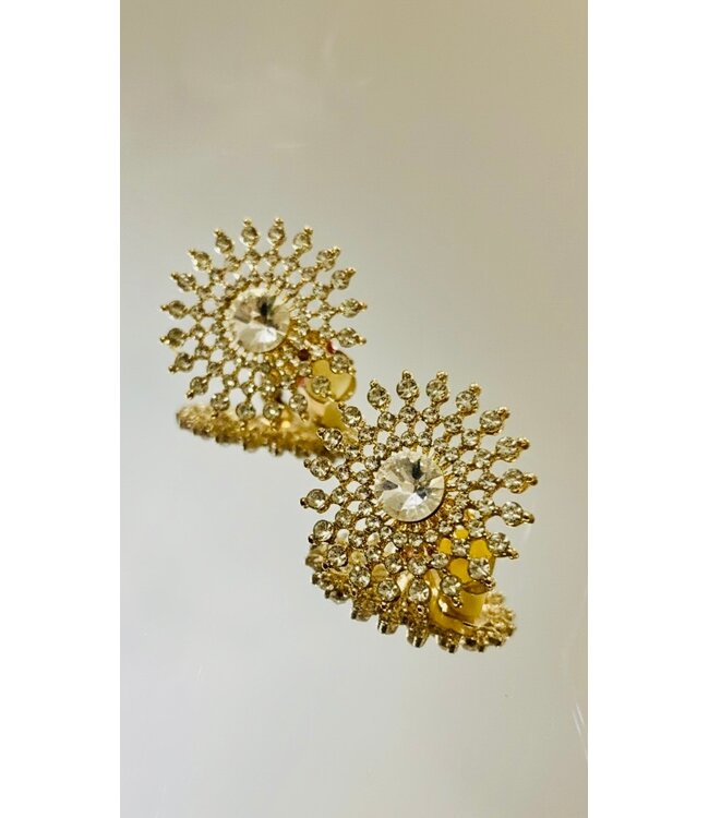 Spinning Wheels CLIP ON Rhinestone Earrings