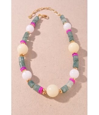 BEADED FUN NECKLACE - GREY