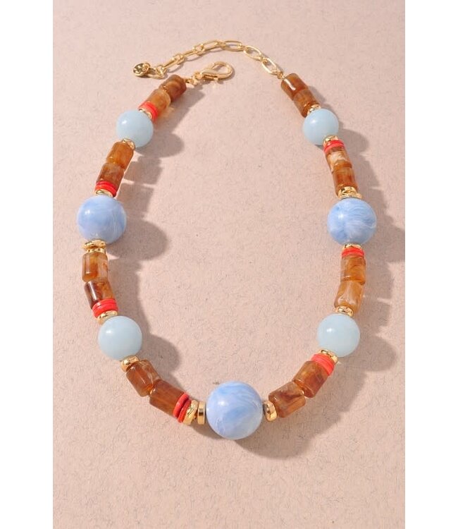 BEADED FUN NECKLACE - BROWN