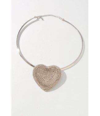 MADE TO LOVE RHINESTONE CHOKER NECKLACE - SILVER
