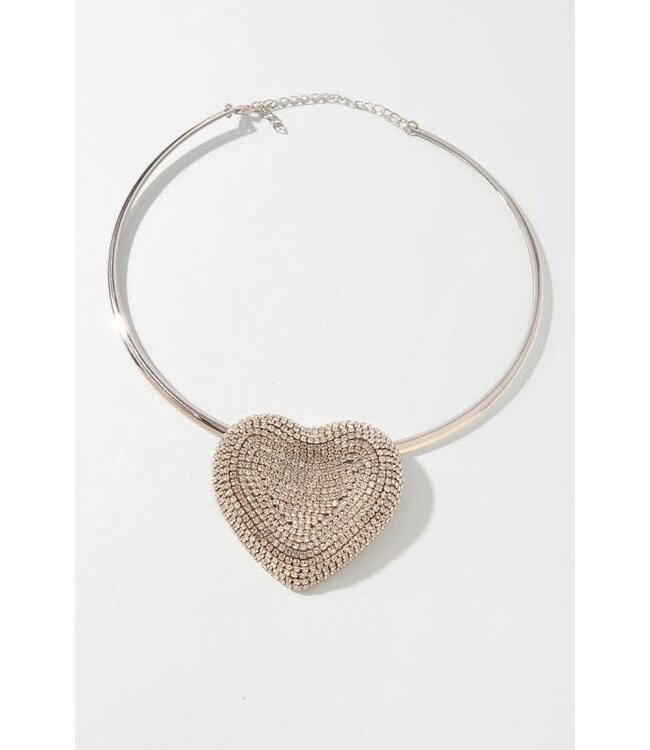 MADE TO LOVE RHINESTONE CHOKER NECKLACE - SILVER