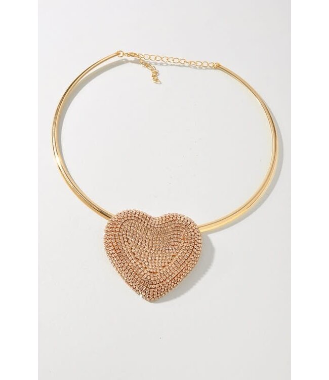 MADE TO LOVE RHINESTONE CHOKER NECKLACE - GOLD