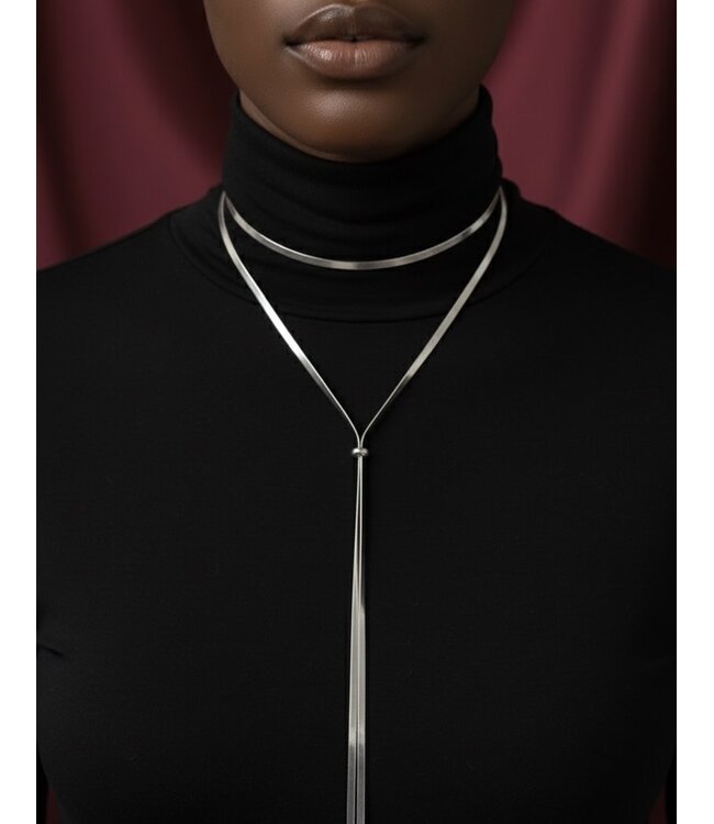 DROPPING LAYERS NECKLACE - SILVER