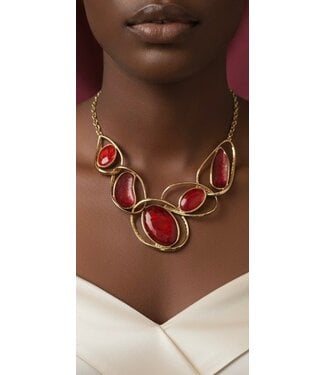 CAUGHT UP NECKLACE SET - RED