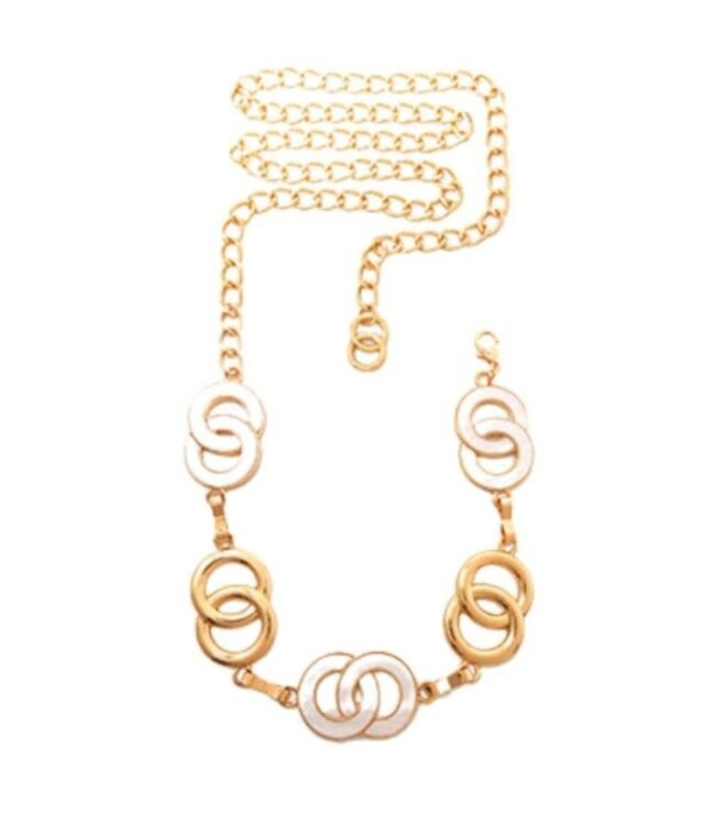 OVER THE LOOP CHAIN BELT - GOLD/CREAM