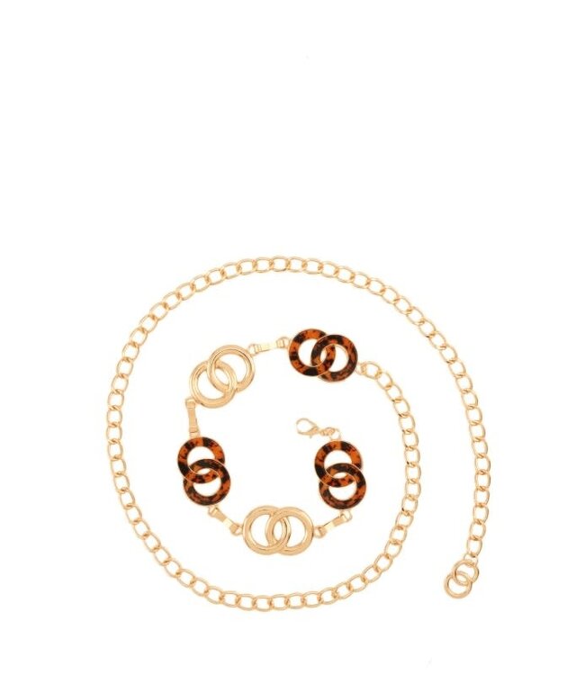 OVER THE LOOP CHAIN BELT - GOLD/BROWN