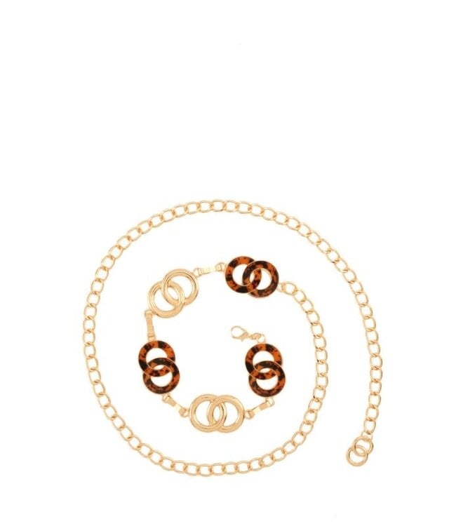 OVER THE LOOP CHAIN BELT - GOLD/BROWN