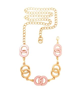 OVER THE LOOP CHAIN BELT - GOLD/PINK