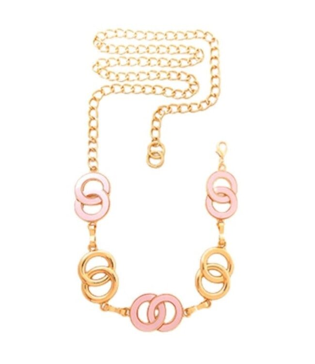 OVER THE LOOP CHAIN BELT - GOLD/PINK