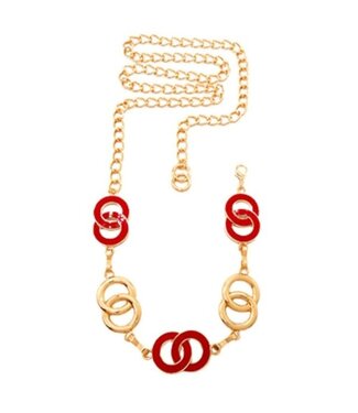 OVER THE LOOP CHAIN BELT - GOLD/RED