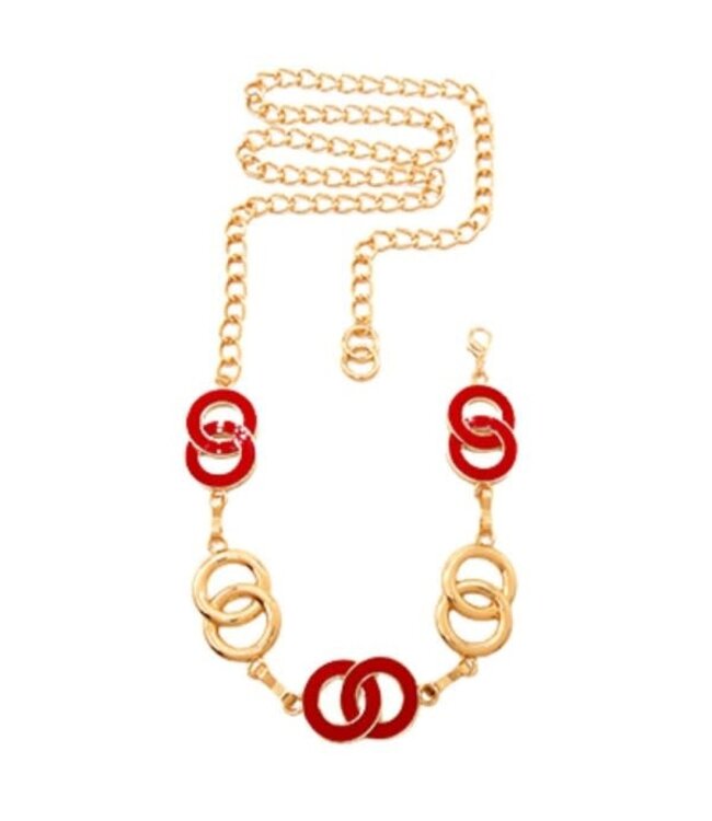 OVER THE LOOP CHAIN BELT - GOLD/RED
