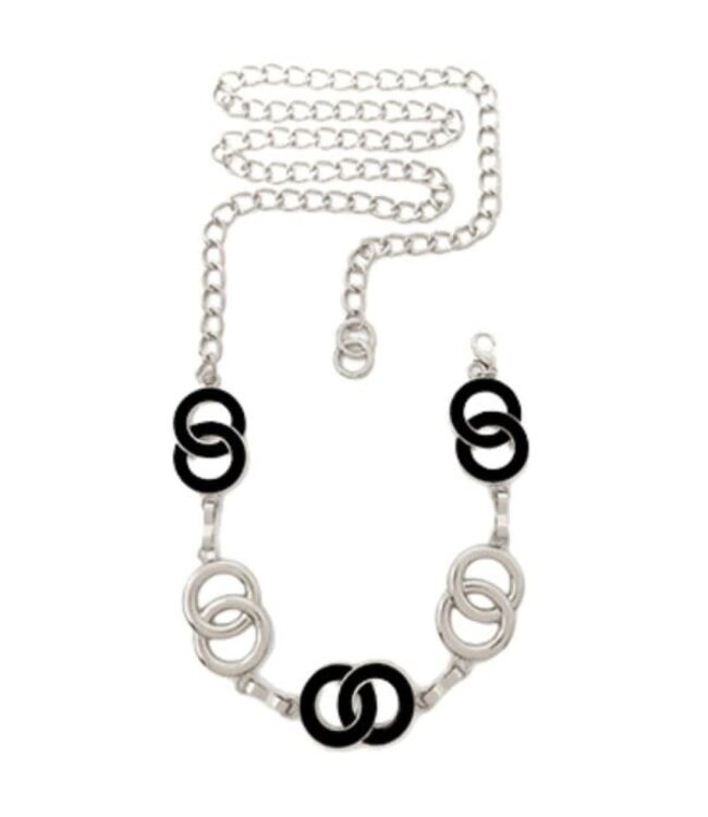 OVER THE LOOP CHAIN BELT - SILVER/BLACK