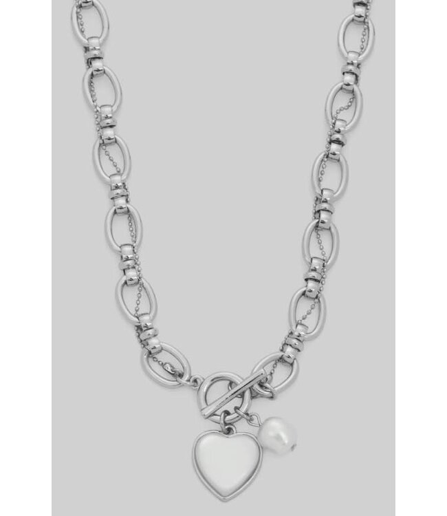 HEART ON LOCK NECKLACE - SILVER