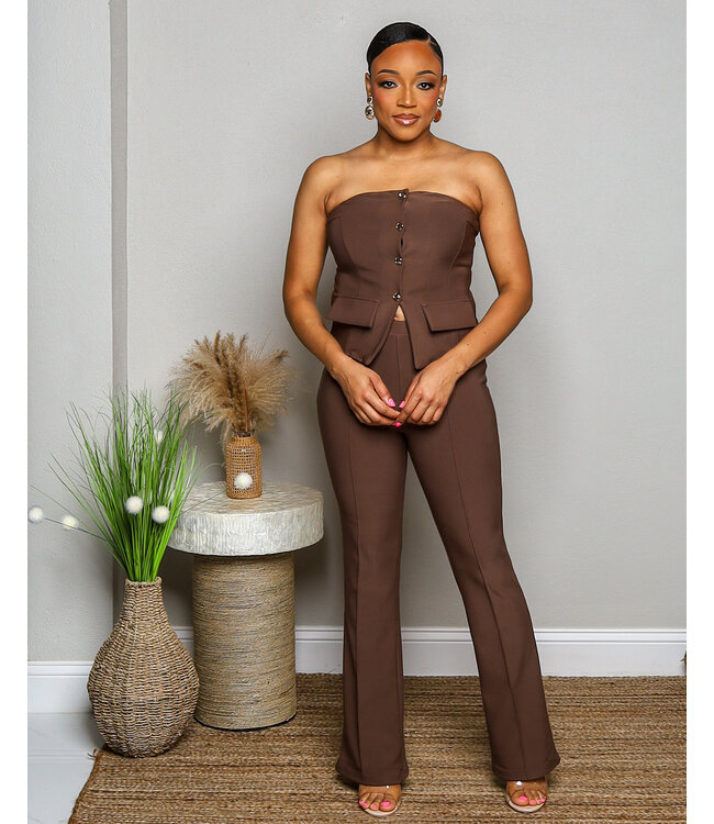 SMOOTH TALKIN' SCUBA HIGH WAIST PANTS - ESPRESSO