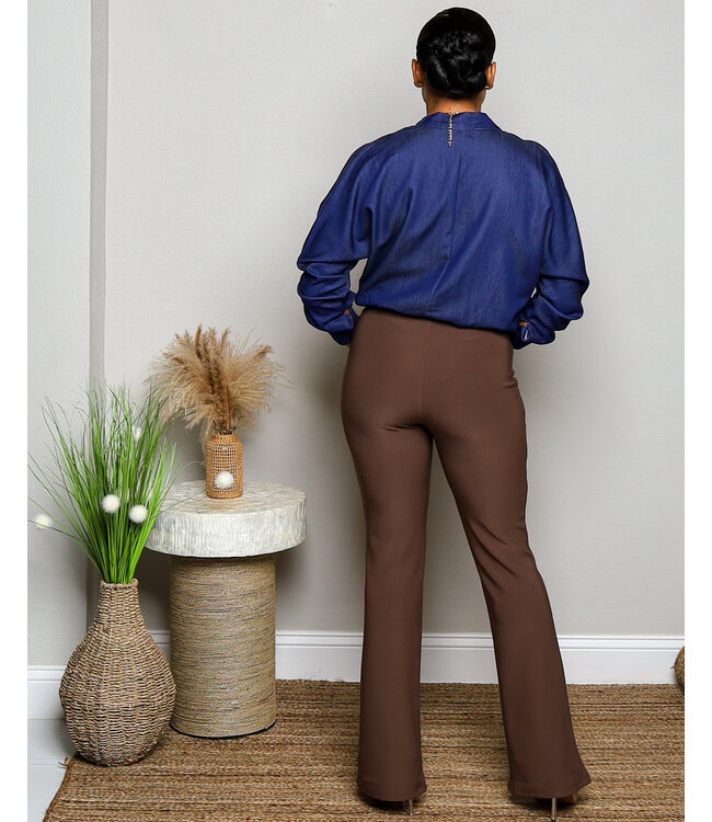 SMOOTH TALKIN' SCUBA HIGH WAIST PANTS - ESPRESSO