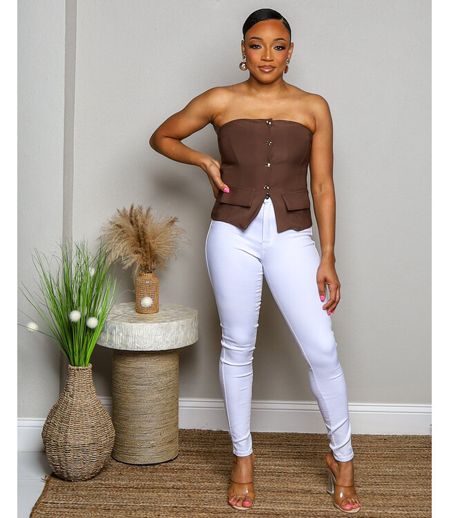 SMOOTH TALKIN' SCUBA TOP - ESPRESSO