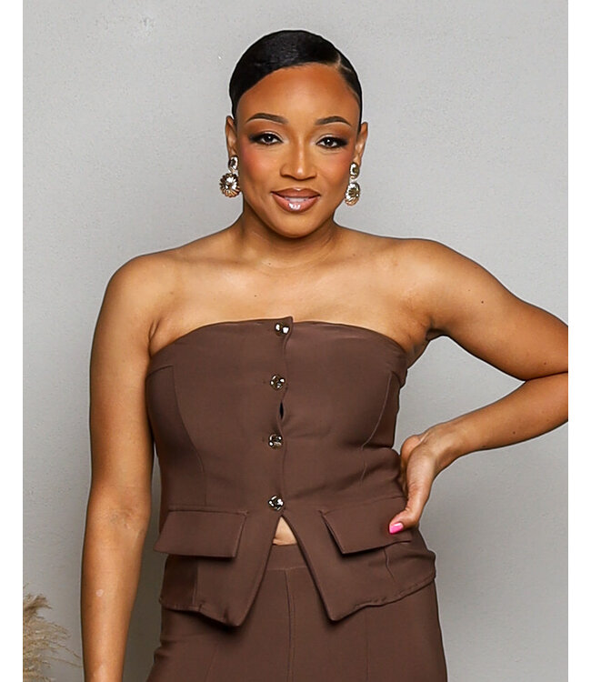 SMOOTH TALKIN' SCUBA TOP - ESPRESSO