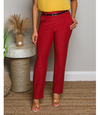 MAKE IT WORK BELTED PANTS WINE