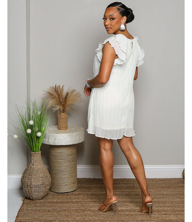 NEW EXPRESSIONS PLEATED DRESS IVORY