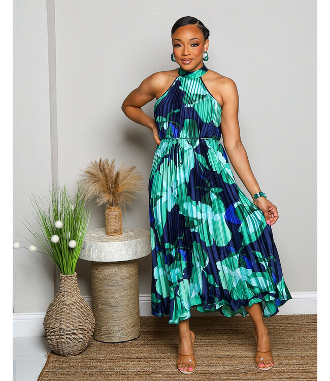 FLORAL FEELINGS PLEATED DRESS