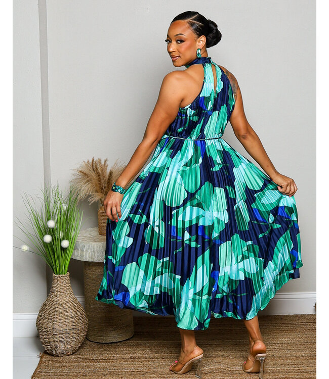 FLORAL FEELINGS PLEATED DRESS