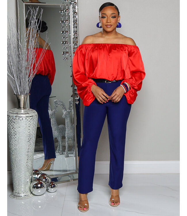 MAKE IT WORK BELTED PANTS NAVY