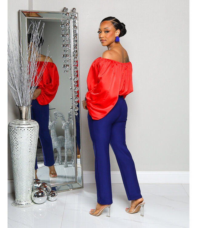 MAKE IT WORK BELTED PANTS NAVY