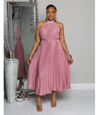 MOMENTS TO REMEMBER PLEATED DRESS - ROSE