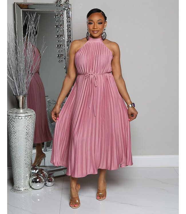 MOMENTS TO REMEMBER PLEATED DRESS - ROSE